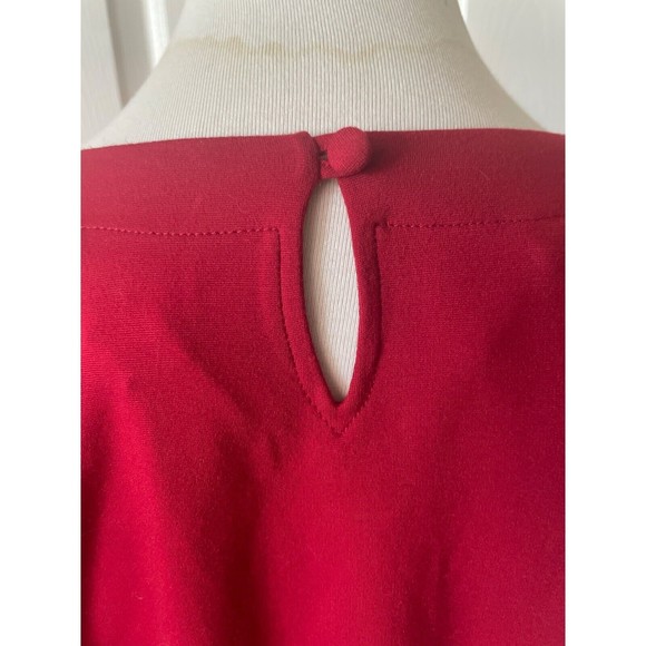 J Jill Womens Ponte Dress Size MP Petite Ruffle Stretch Red Business Comfort - Picture 6 of 13
